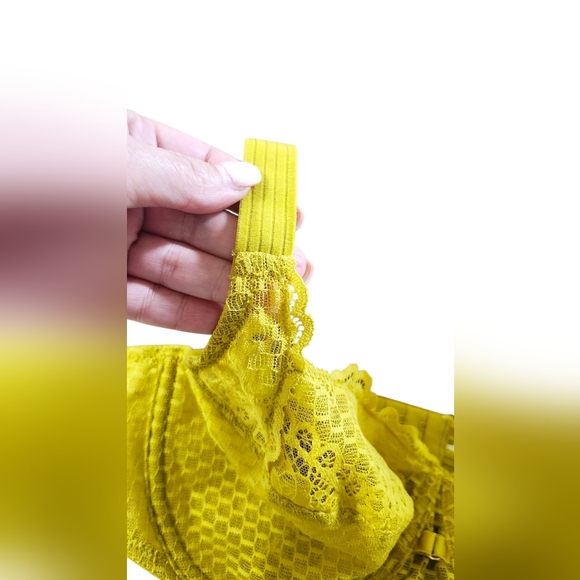 NWT Darjeeling Paris Vibrant Lime yellow green Lace Bra, Size FR 95D (US 36D) – - Picture 6 of 10